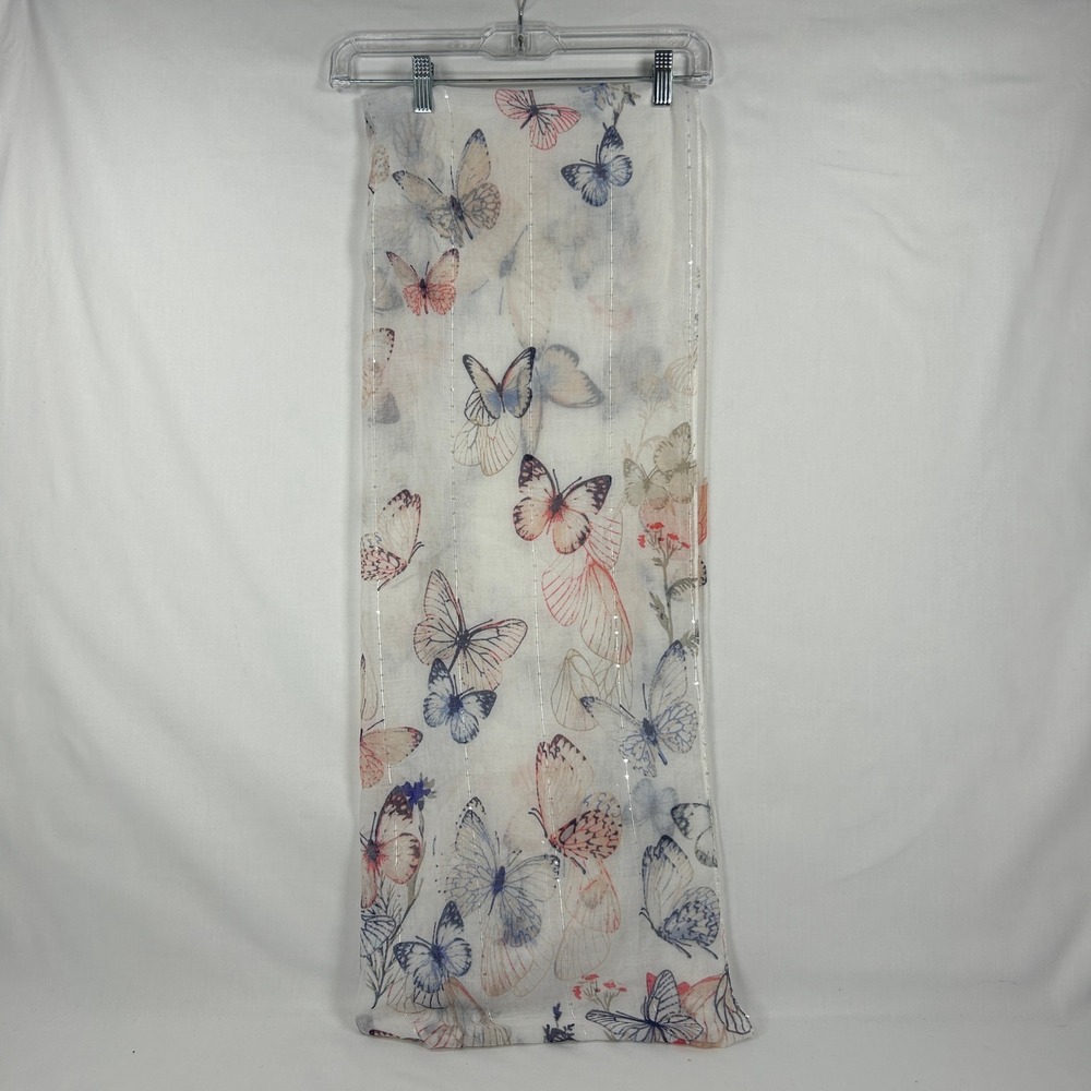 Butterfly Print Sheer Lightweight Scarf